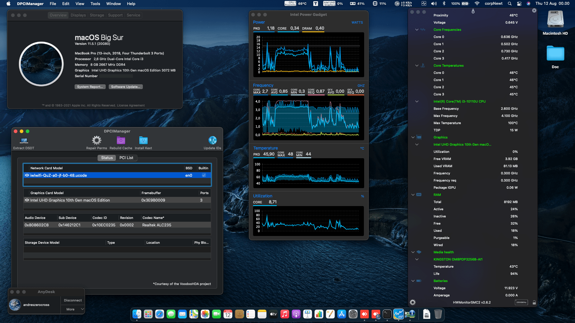 Success Hackintosh macOS Big Sur 11.5.1 Build 20G80 in MSI Modern 14 B10MW